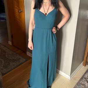 Azazie Blink Chiffon Bridesmaid Dress in Peacock EUC